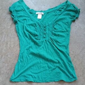 Y2K Charlotte Russe Women's Green Top Casual Abstract Medium